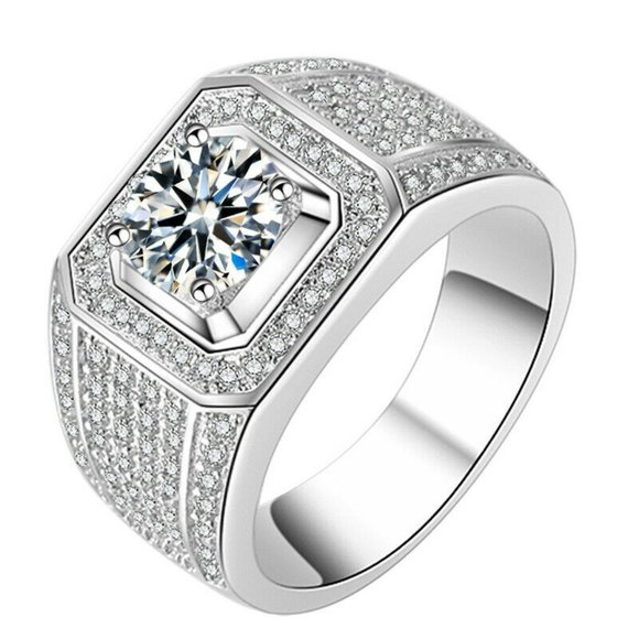 Other - Men's Fashion Silver white Zircon sapphire ring